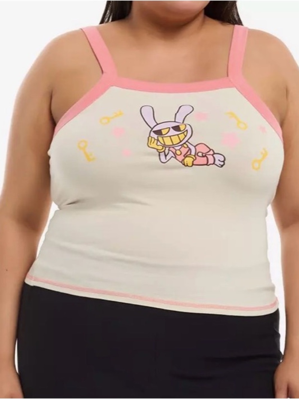 NWT Hot Topic The Amazing Digital Circus Jax Juniors Crop Cream Tank Top Size XL